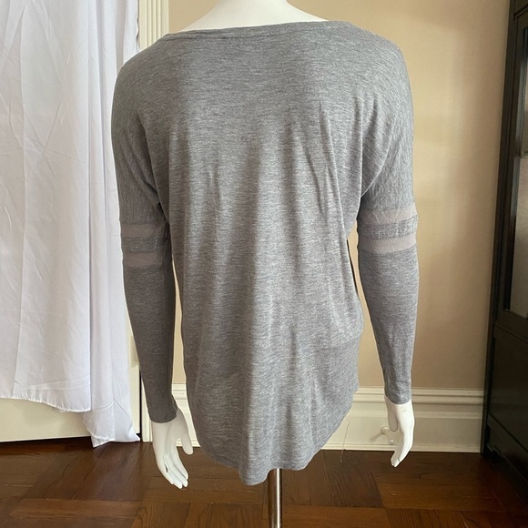 Vince Gray Long Sleeve Top with Mesh Strips on Sleeves - Picture 5 of 5